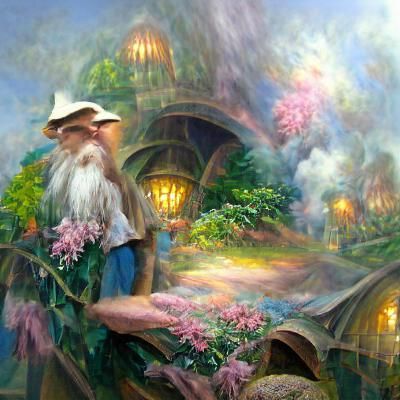 Ethereal Tom Bombadil in a Misty Landscape