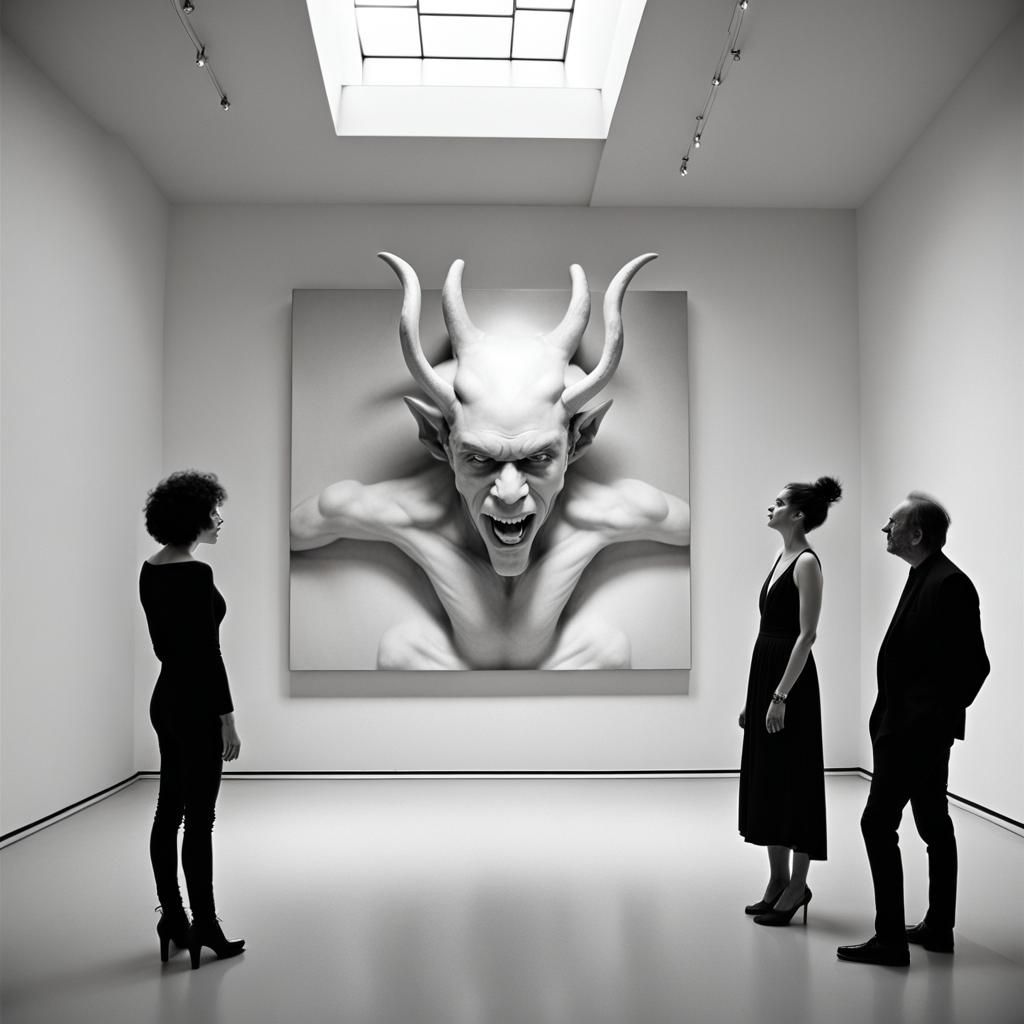 Monochrome Demon Art in Stark Room, Fashion Photography