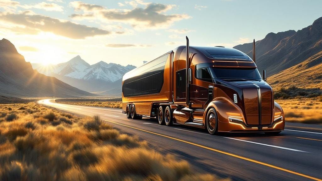 Futuristic Delfina Haulex 500 EV Tractor on I-70