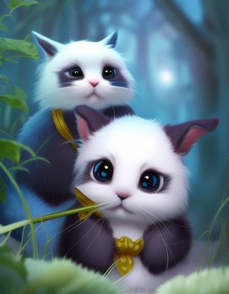 Bunny in Teacup: Anime Style Digital Illustration