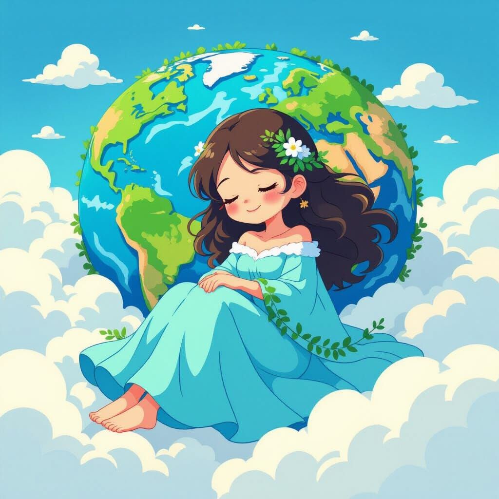 Cute Earth Character in Whimsical Style