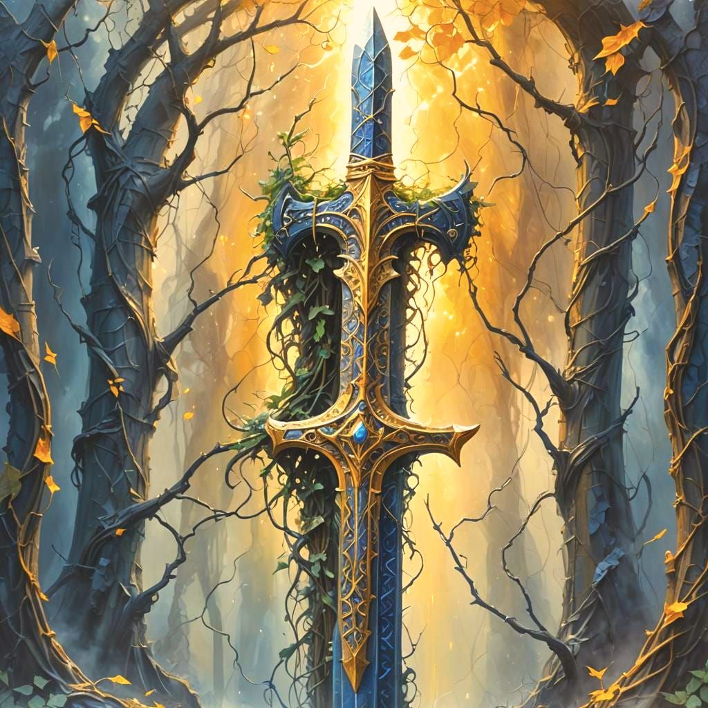 Legendary Aspid Sword in Ancient Uruk, Oil Painting