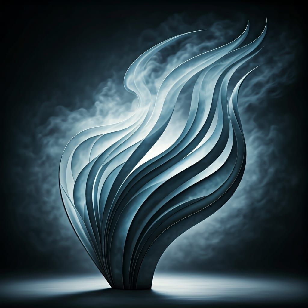 Stylised steel sculpture of mist