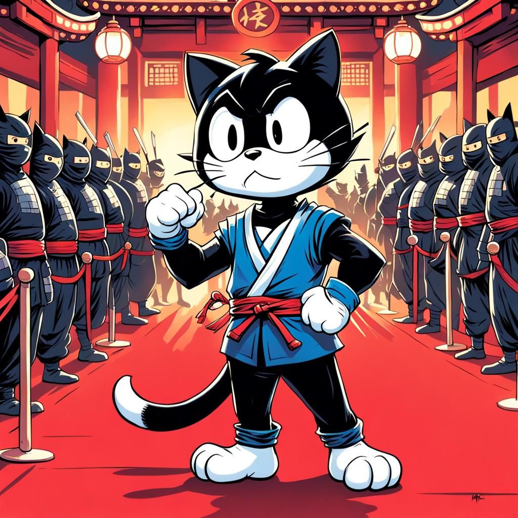 Felix the Cat as Ninja in Comic Book Art