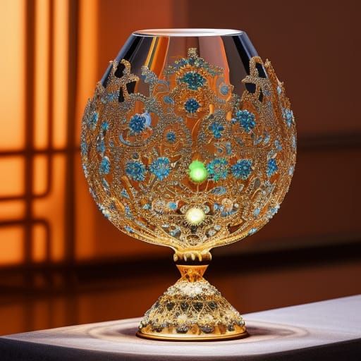 Exotic Quantum Crystal Vase with Intricate Motifs