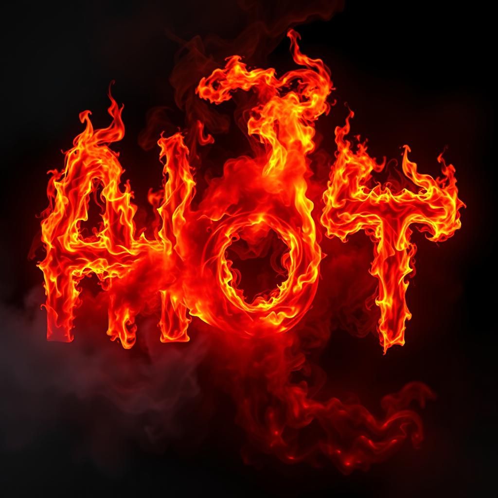 Fiery 'HOT' Letters in Avant-Garde Digital Art