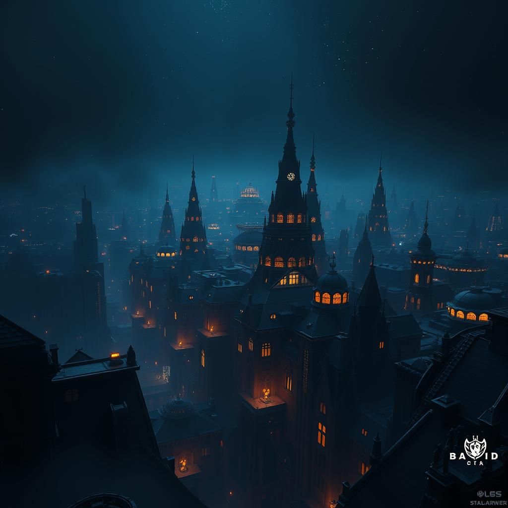 Dark City in Space: Cinematic Digital Art