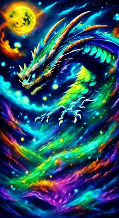 Dragon in Clouds, Fire Breath, Shadowed Sketch