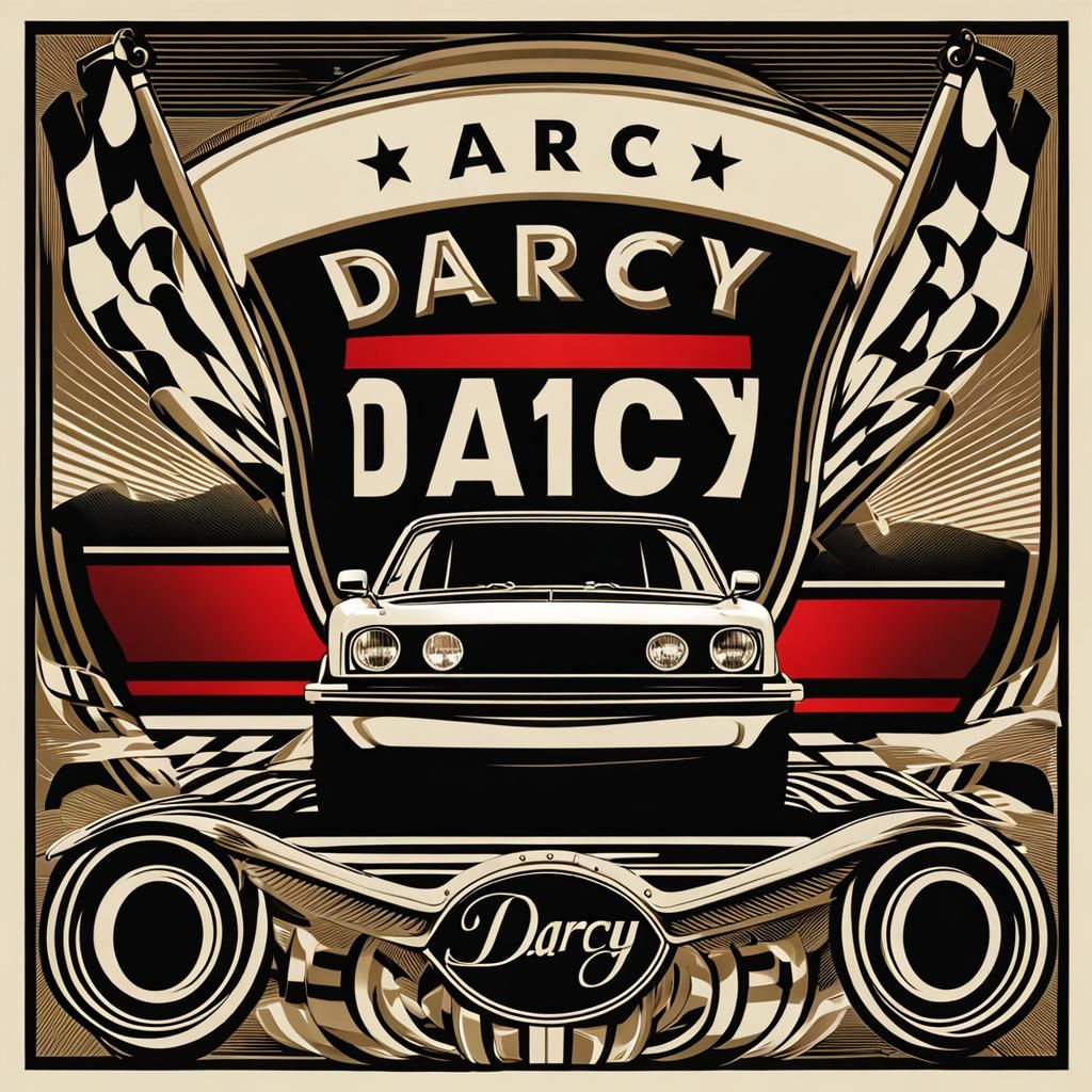 Car Racing Logo with Custom Name Darcy