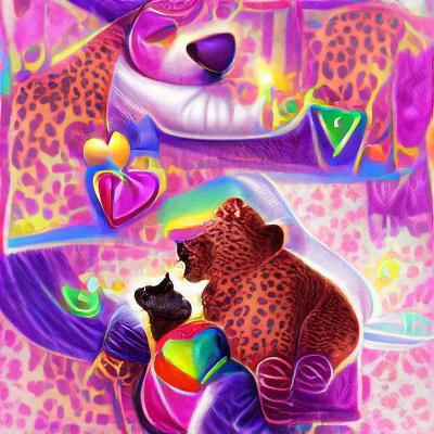 Bear and Cat LGBT Love: Lisa Frank Style