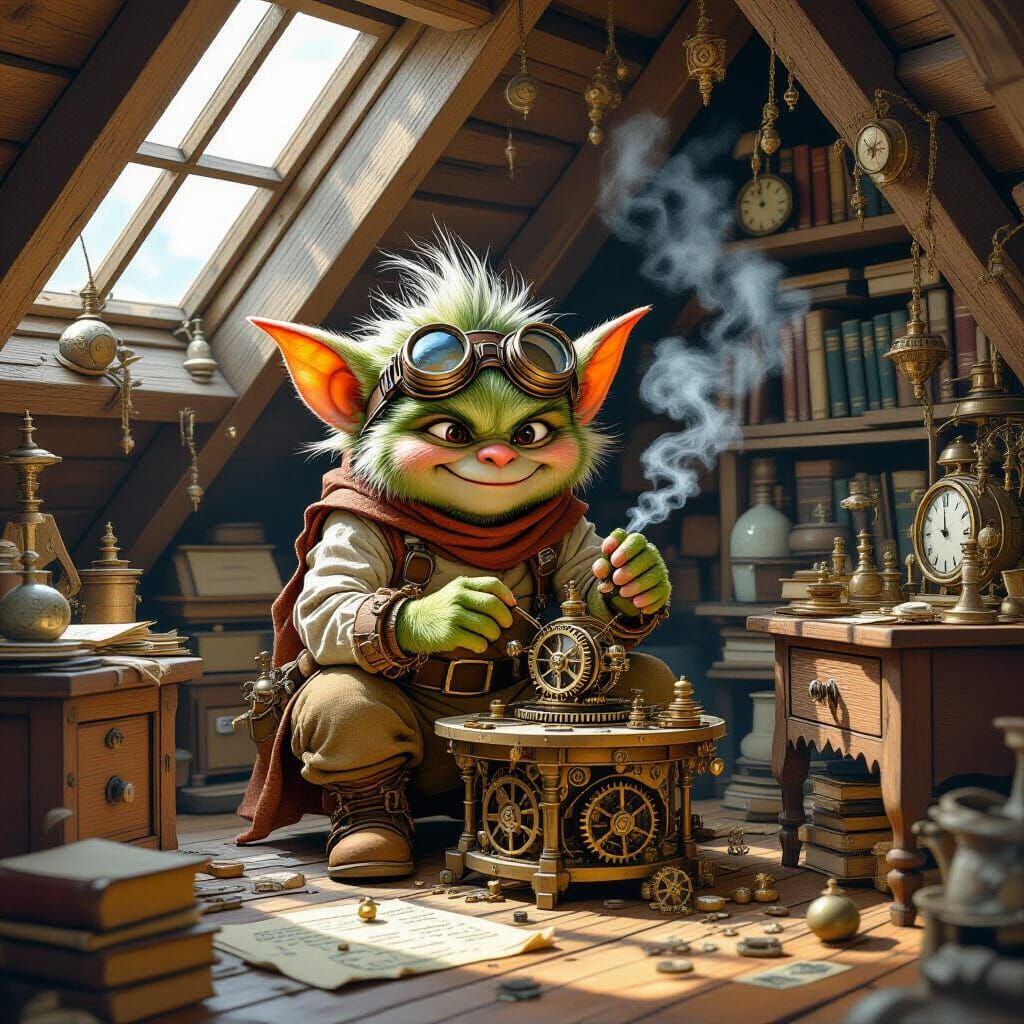 Gremlin's Clockwork Contraptions in Whimsical Storybook Styl...