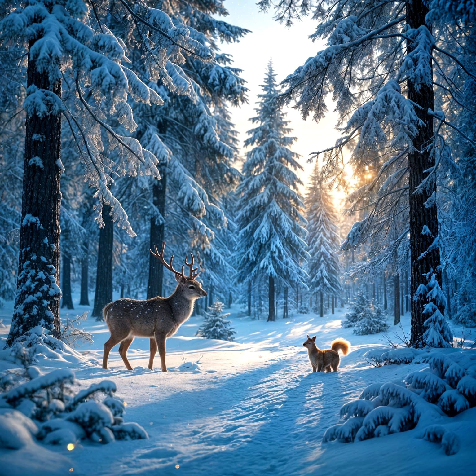 Siberian Winter Forest at Dawn: 3D Game Cinematic