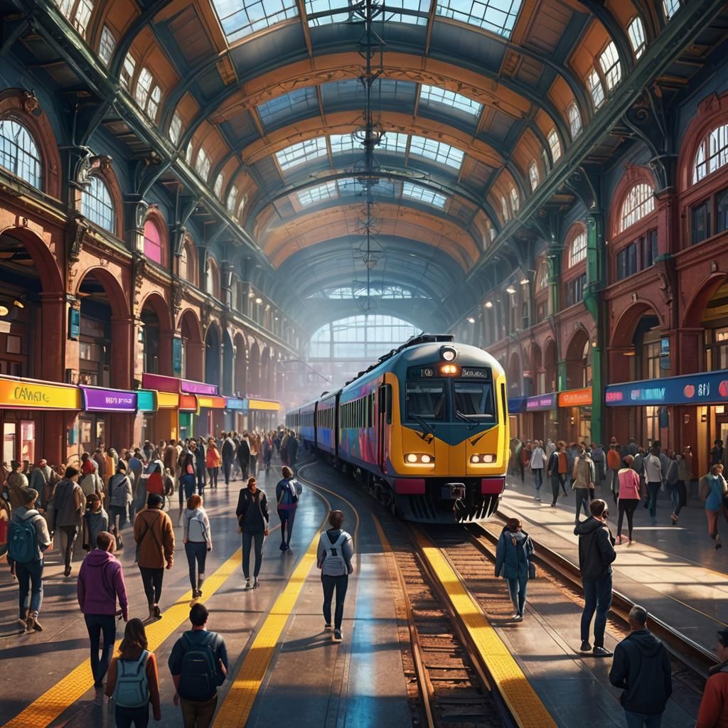 LGBTQ Train in Colorful Modern Station: 8K Art