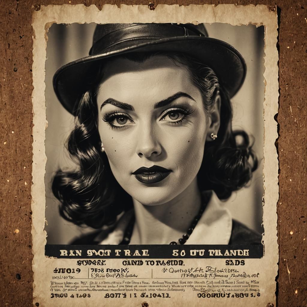 Vintage Wanted Poster of Pin-Up Girl