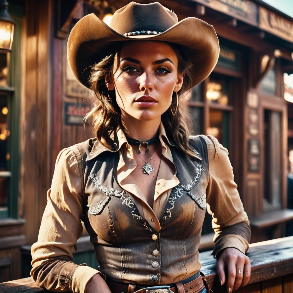 Cowgirl Portrait in Vintage Technicolor Style