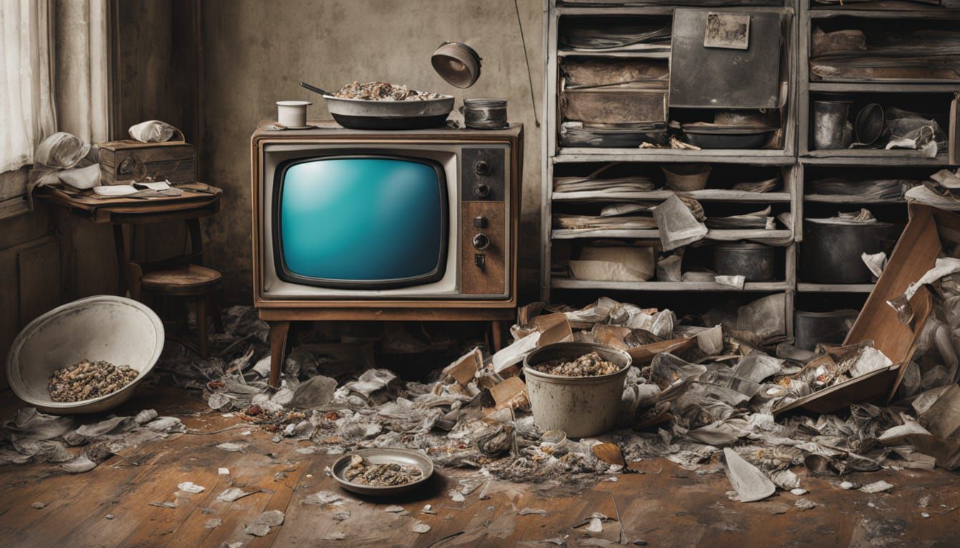 A Neglected 1970s Color TV Amidst a Chaotic Mess