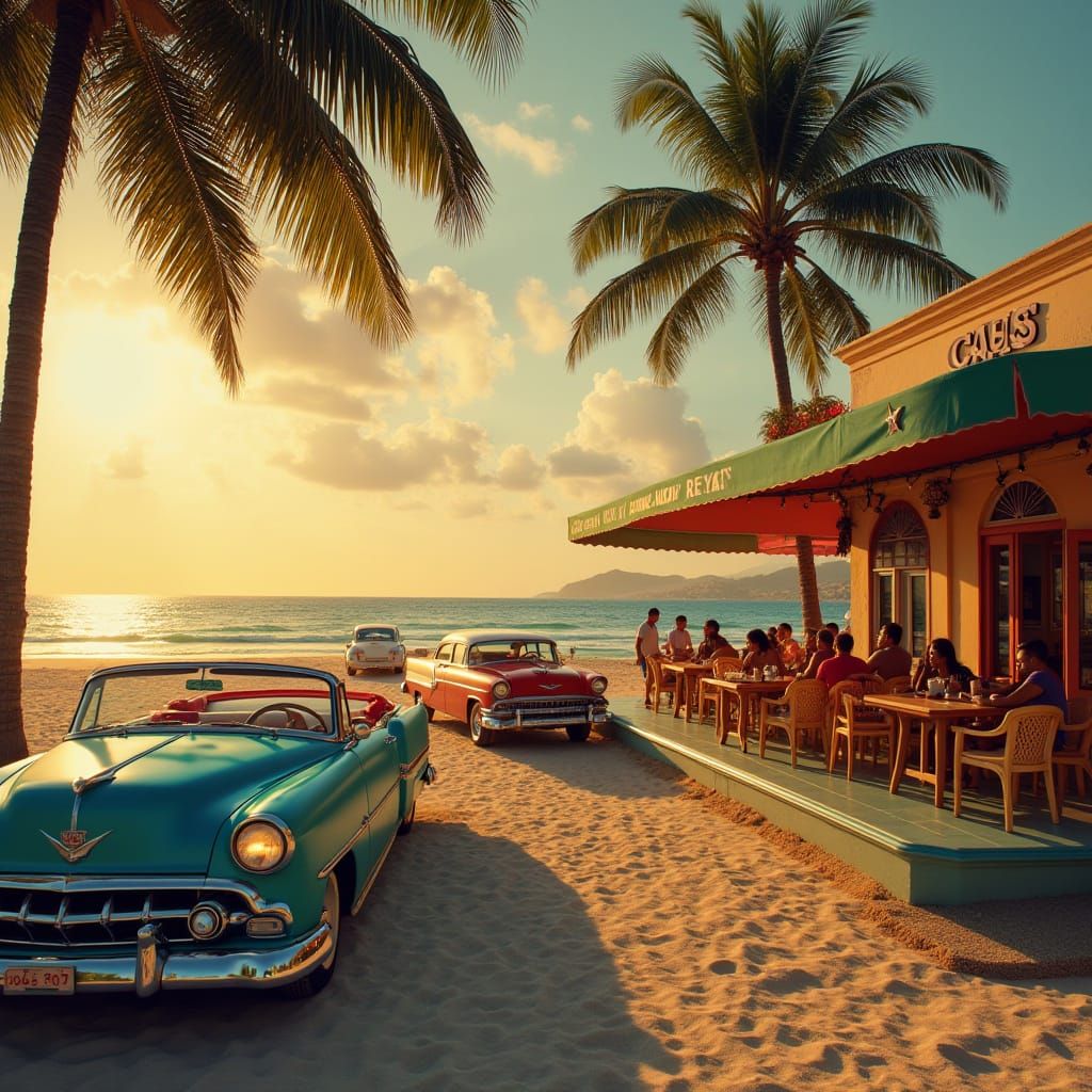 Havana Cafe Scene in 1950s, Vintage Photography