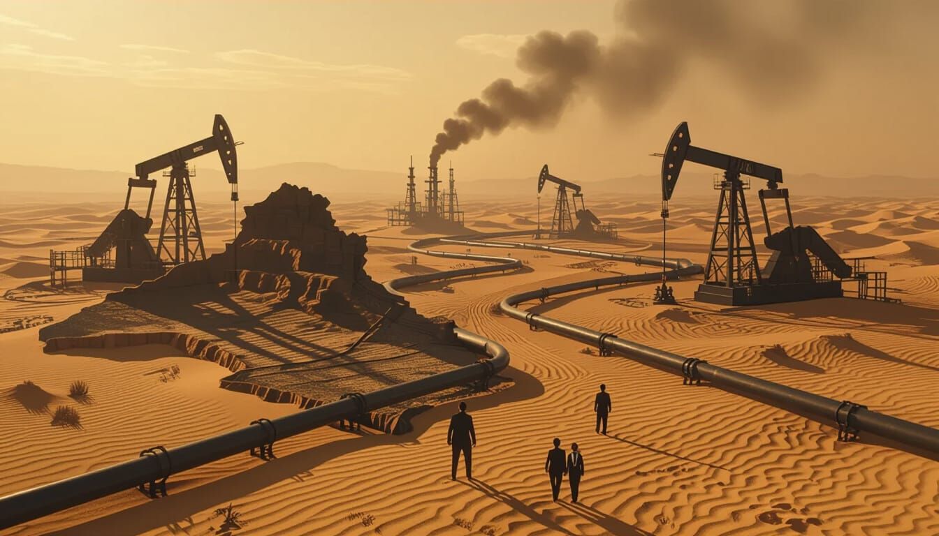 Surreal Desert Oil Landscape of Iraq and Iran