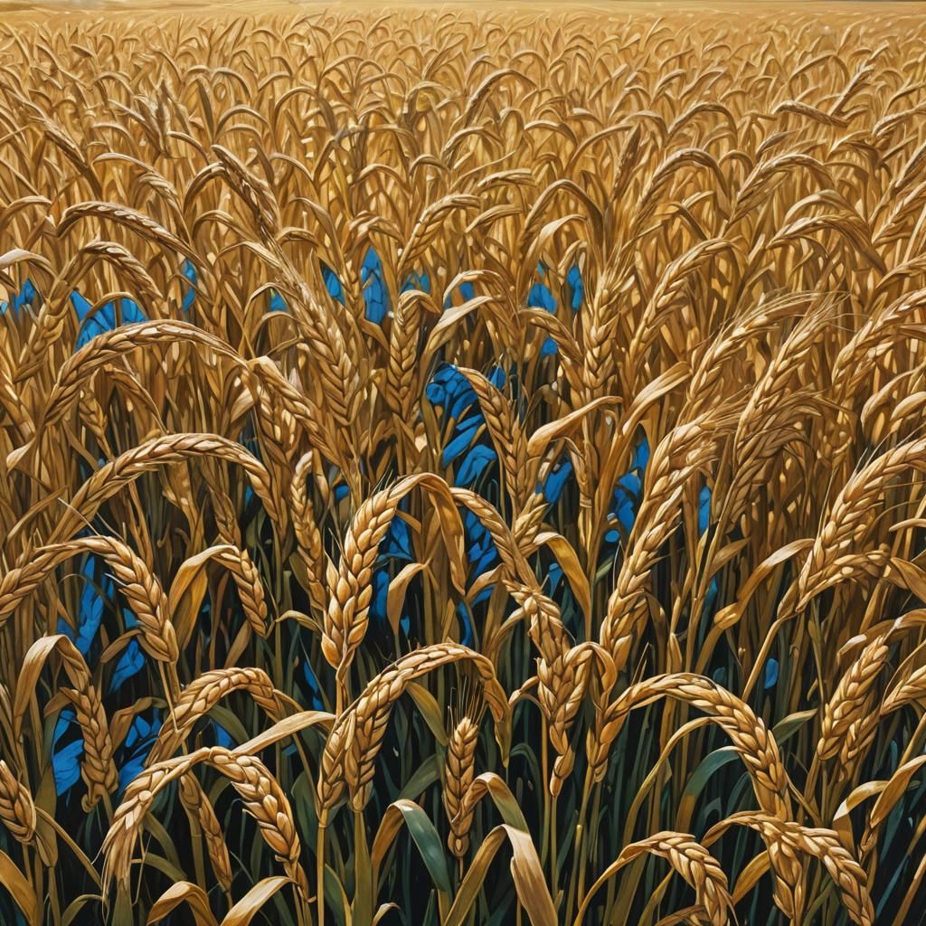 Golden Wheat Field at Harvest Time, Oil Painting