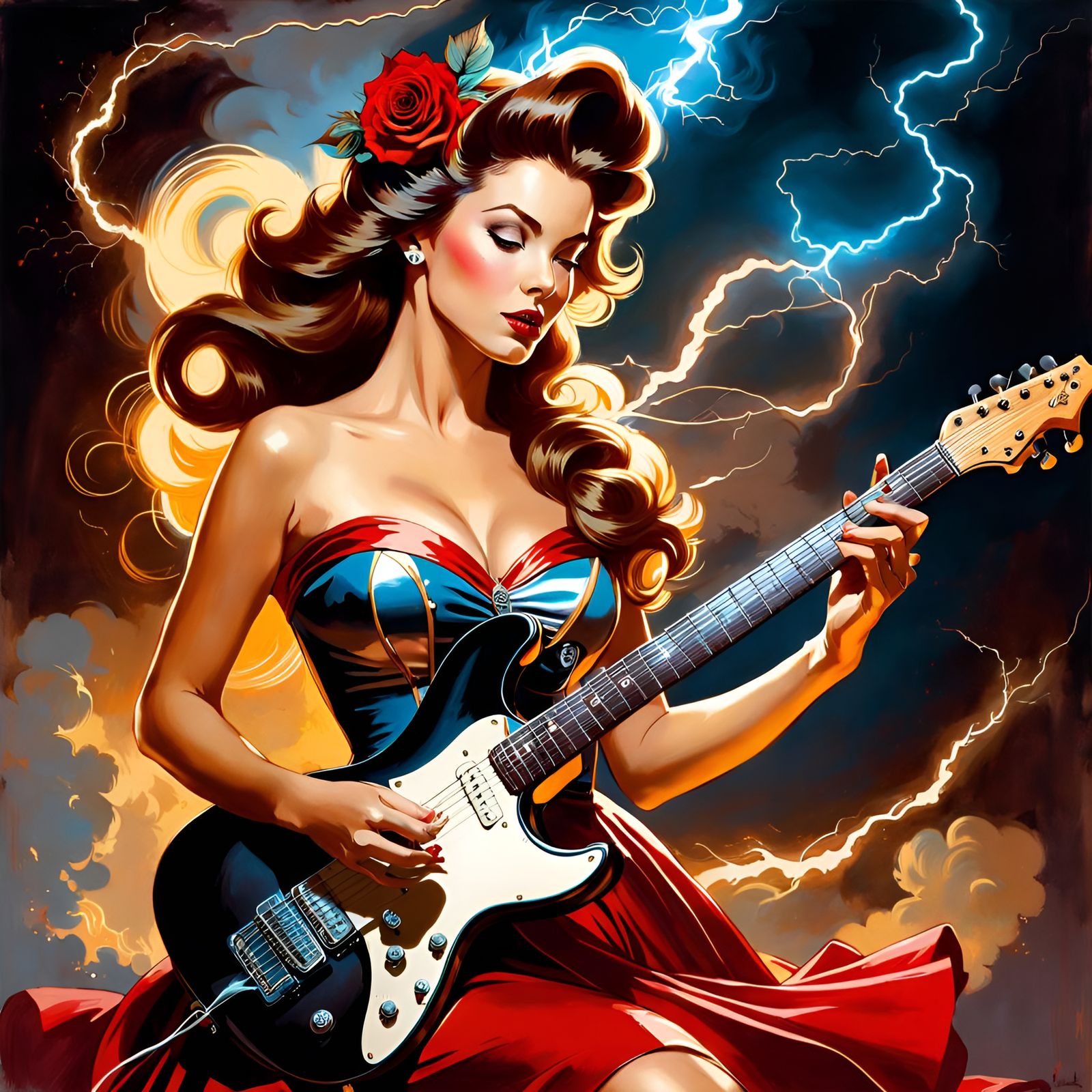 Princess Belle Rocks Out: Pin-Up Renaissance Fusion