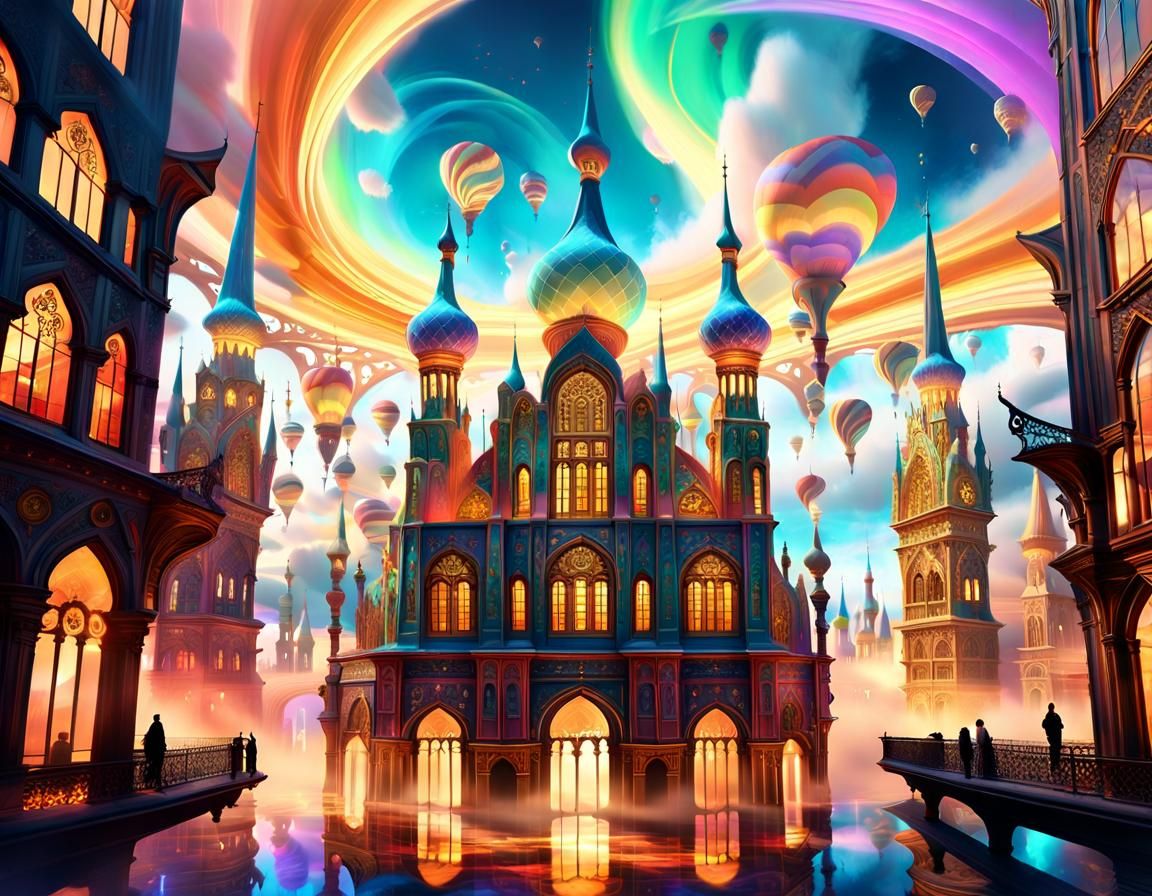 Ethereal Cityscape in Vibrant Digital Art