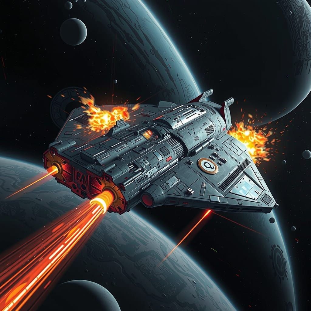 Distressed Spacecraft Floating in Deep Space