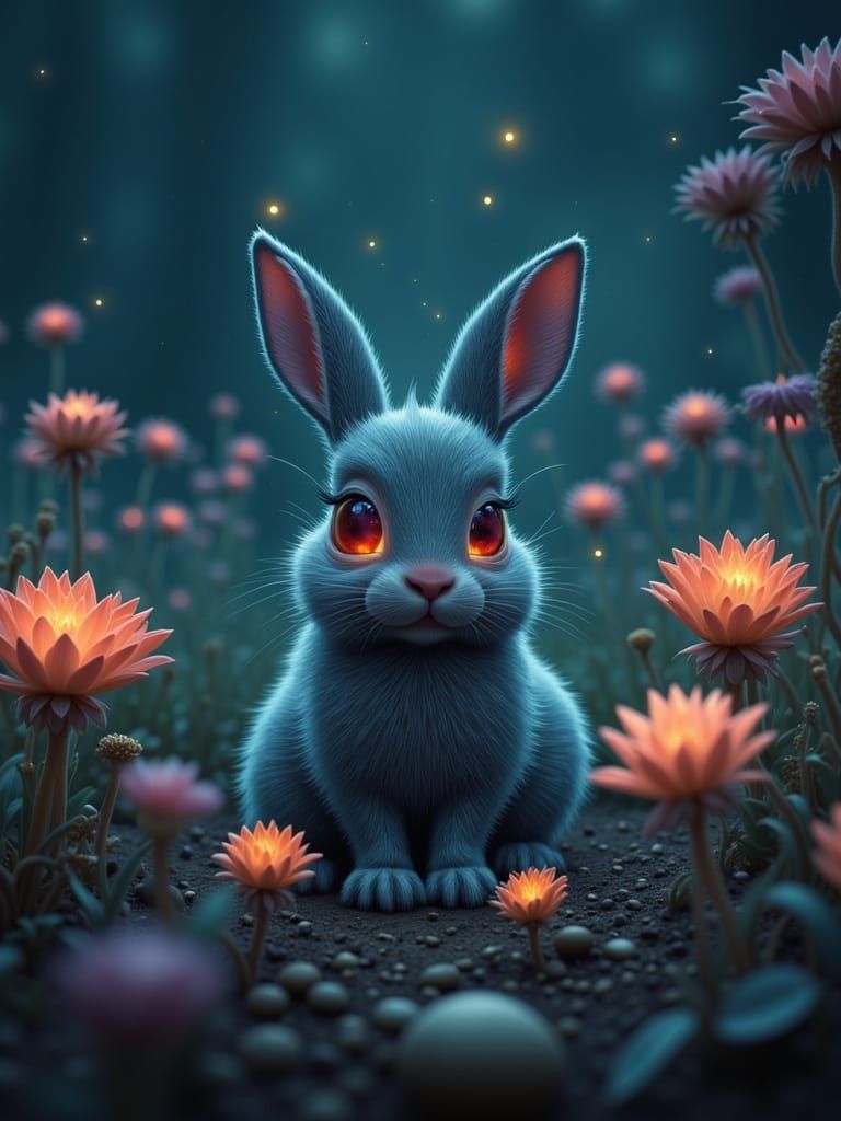 Melancholic Rabbit in Luminescent Cosmic Field