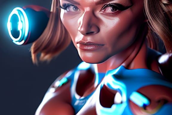 Female Bodybuilder in Japanese Illustration Style