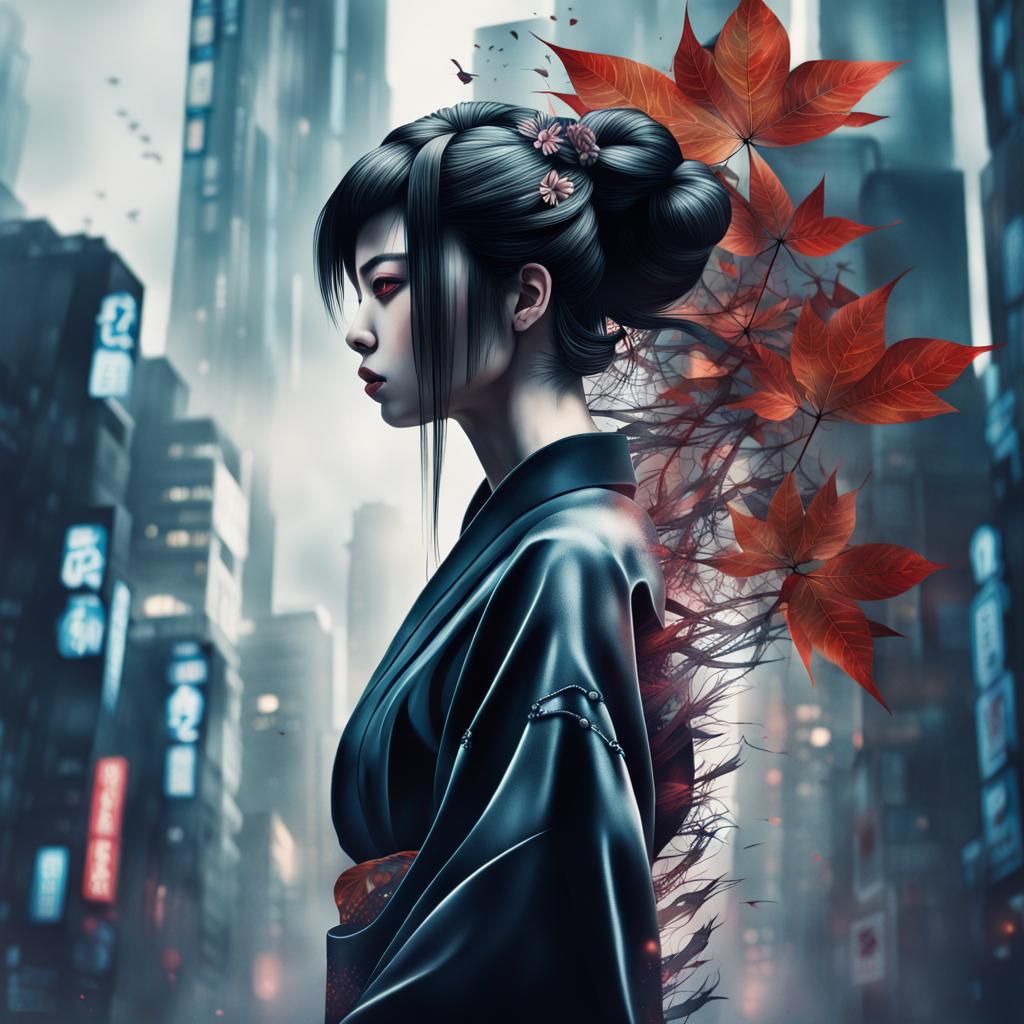 Geisha Cyborg in Ghost in the Shell Style