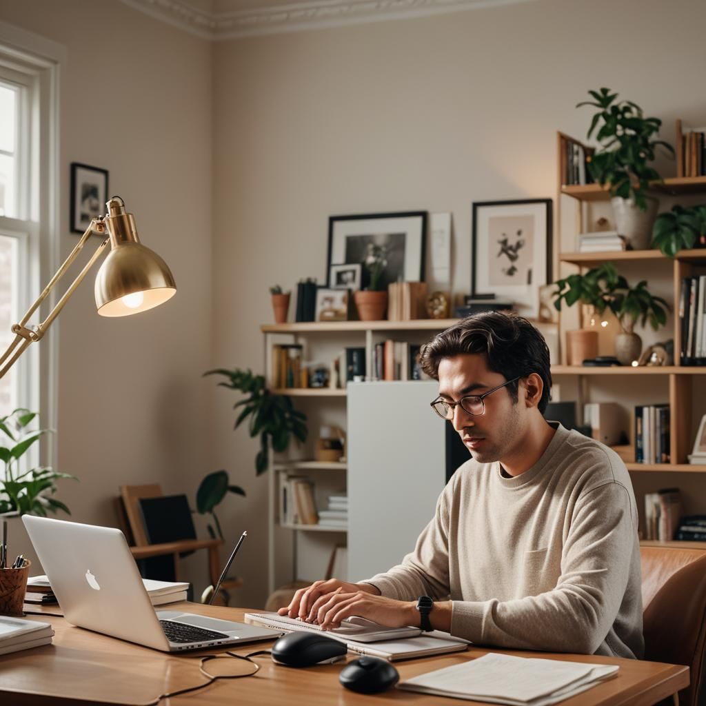 Accessible Home Office on Top Floor with Laptop