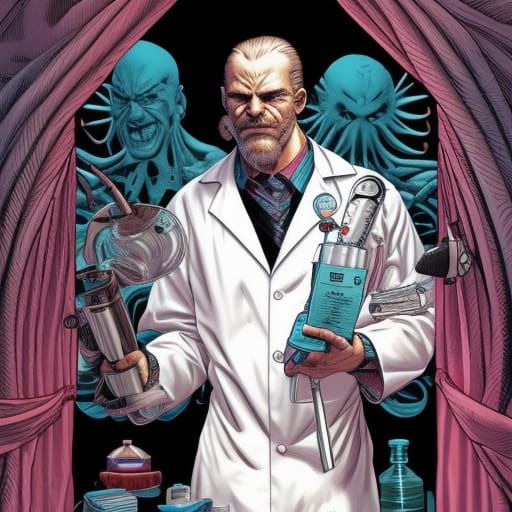 Mad Scientist in Comic Book Style