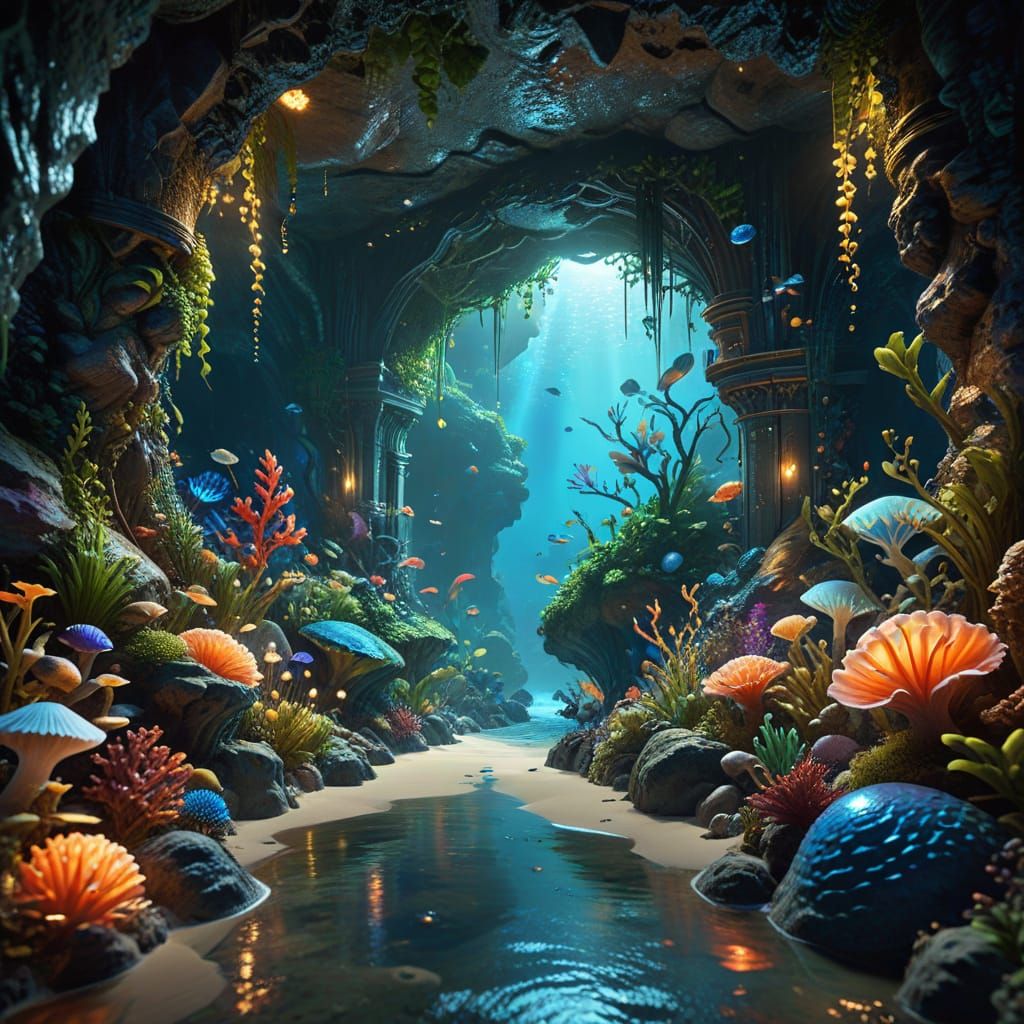 Enchanted Mermaid Sanctuary in Vibrant Tropical Depths