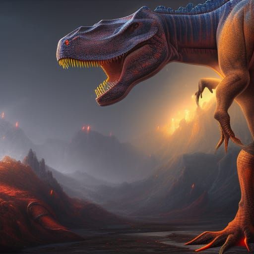 Epic Fantastical Dinosaur Concept Art in Unreal Engine 5 Sty...