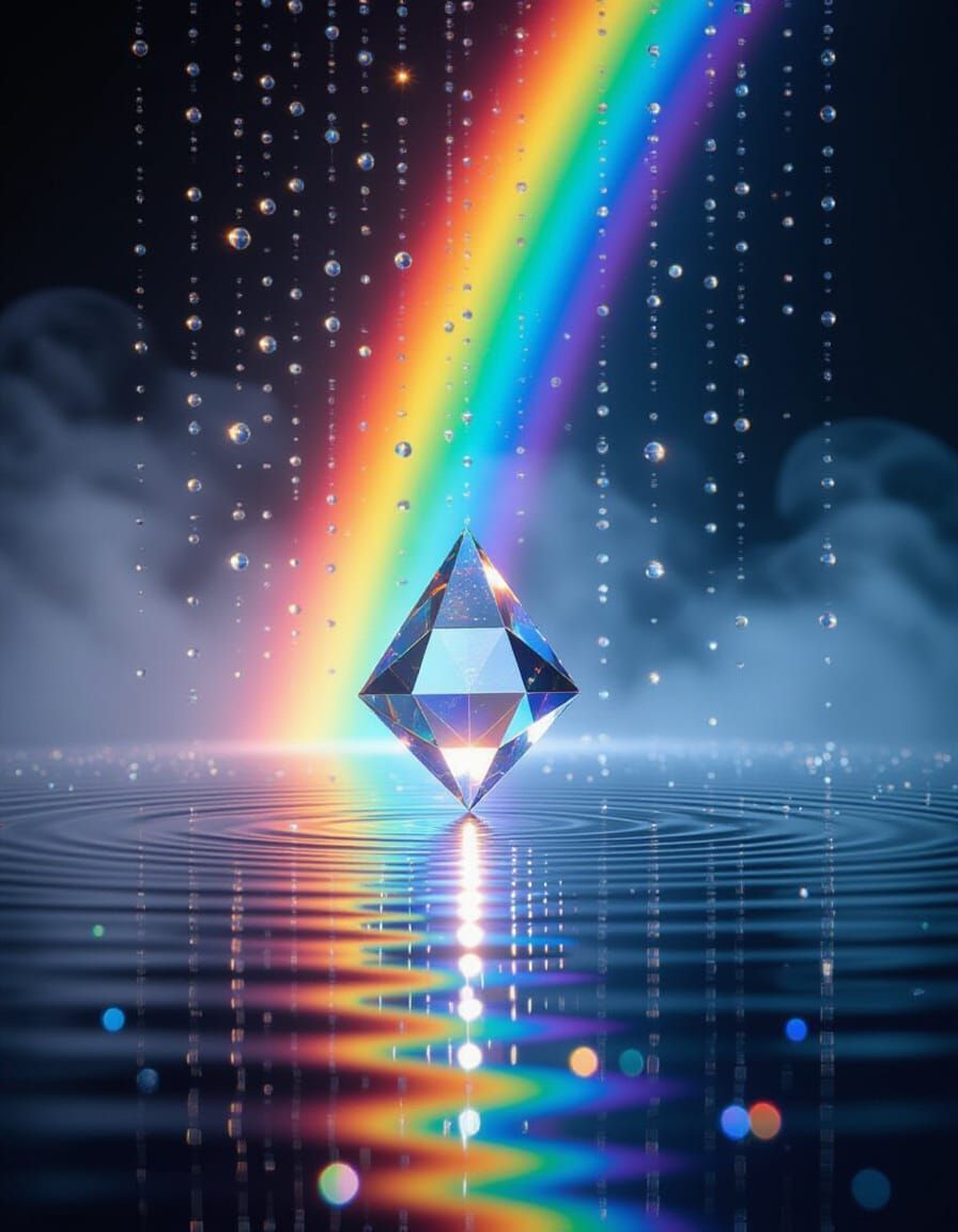 Crystal Prism Creates Rainbow Light Spectacle