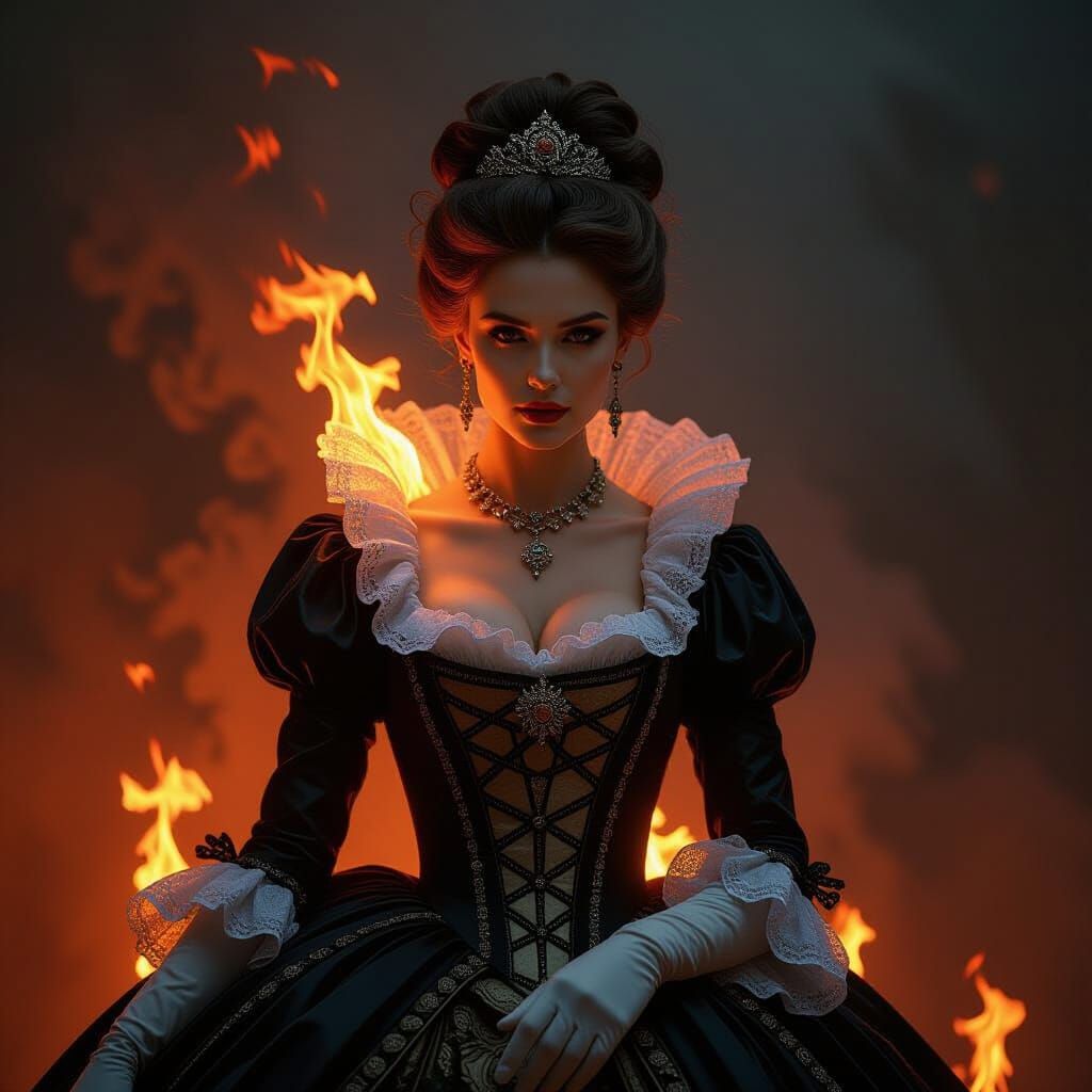 Burning 18th Century Lady in Digital Matte Painting