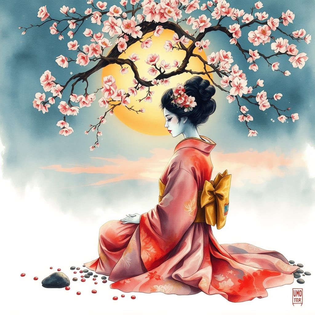 Ethereal Watercolour Serenity in Whispers of Sunset