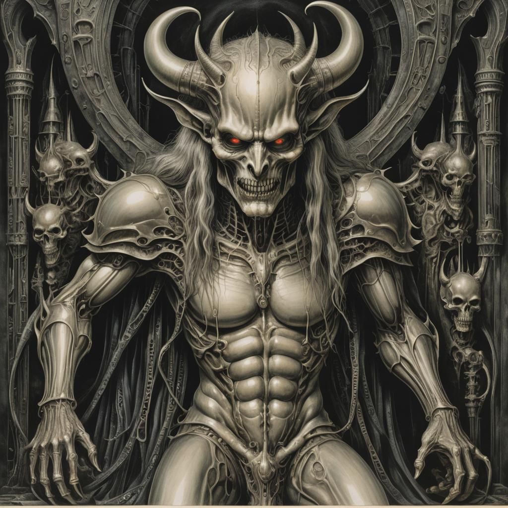 Devil With Three Golden Hairs: Giger-esque Illustration