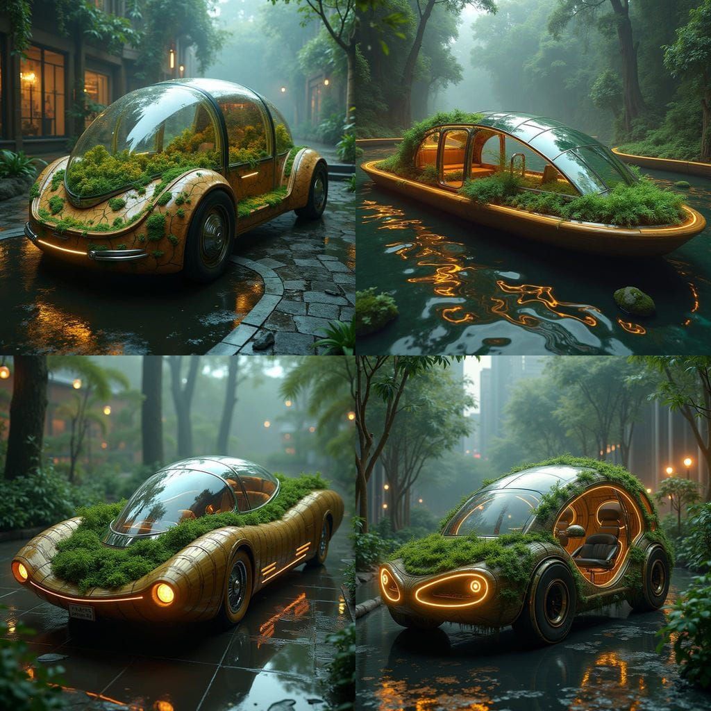 Sleek Solar Cars in Art Nouveau Style with Biomimetic Design