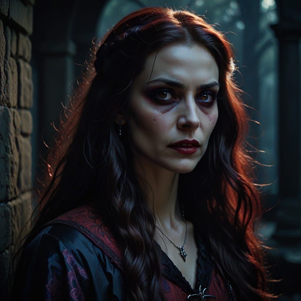 Ukrainian Vampire in Hyperrealistic Dark Oil Painting