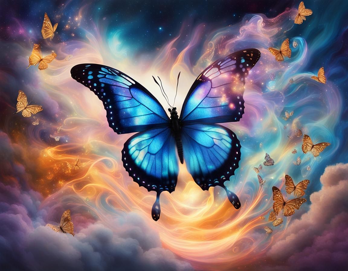 Ethereal Butterfly in Surreal Dreamscape, Matte Painting