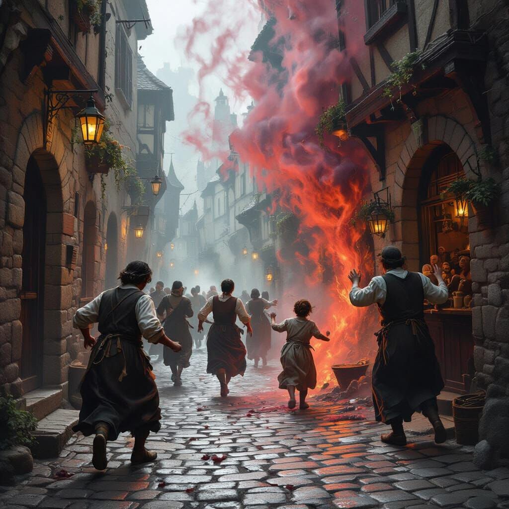 Fantasy Mist Engulfs Chaotic City Streets