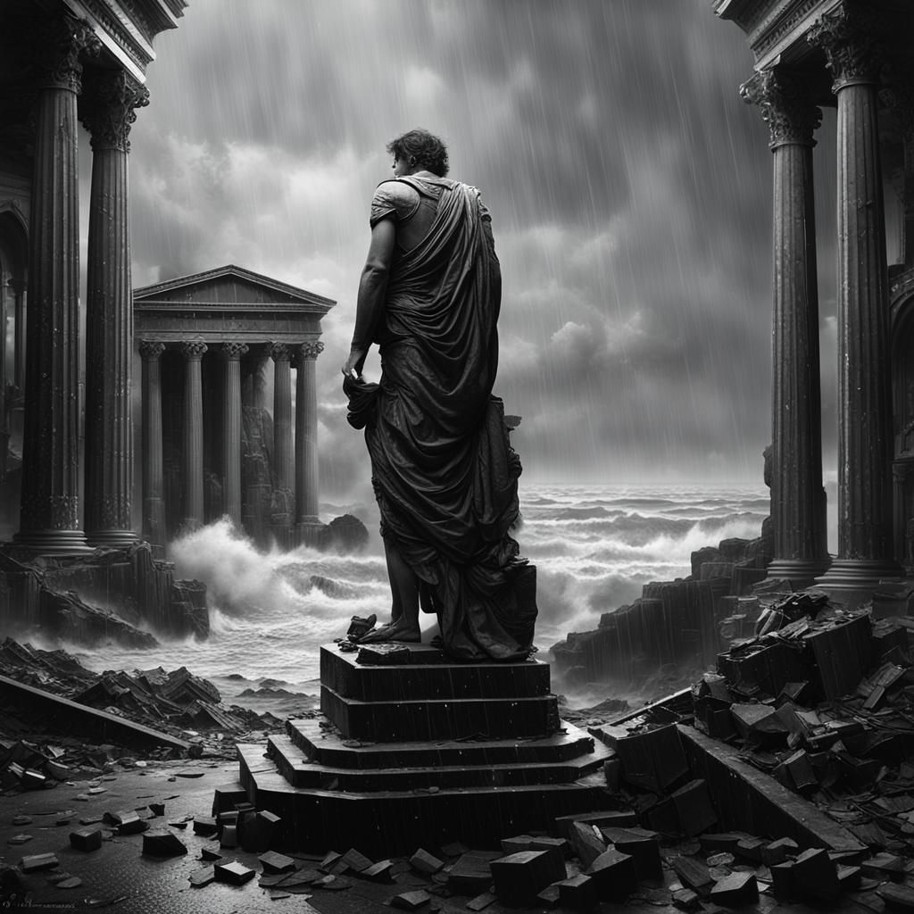 Goth Model in Art Gallery with Oil Paintings