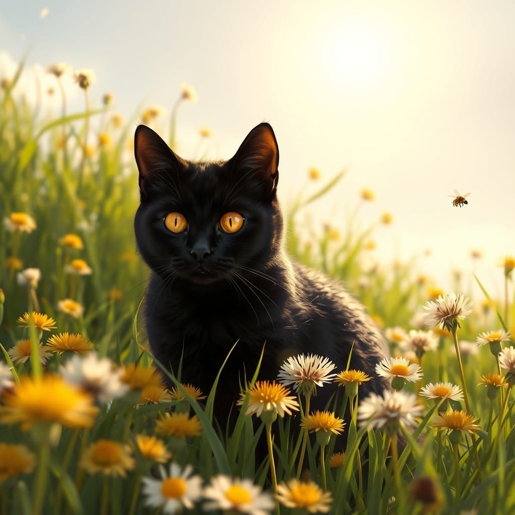 Surrealistic Summer Cat in Hyperrealistic Style