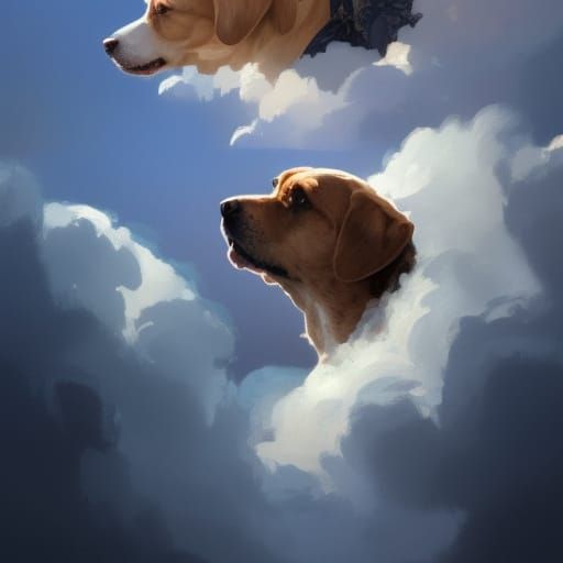 Dogs in Heaven: Detailed Digital Cloud Portrait