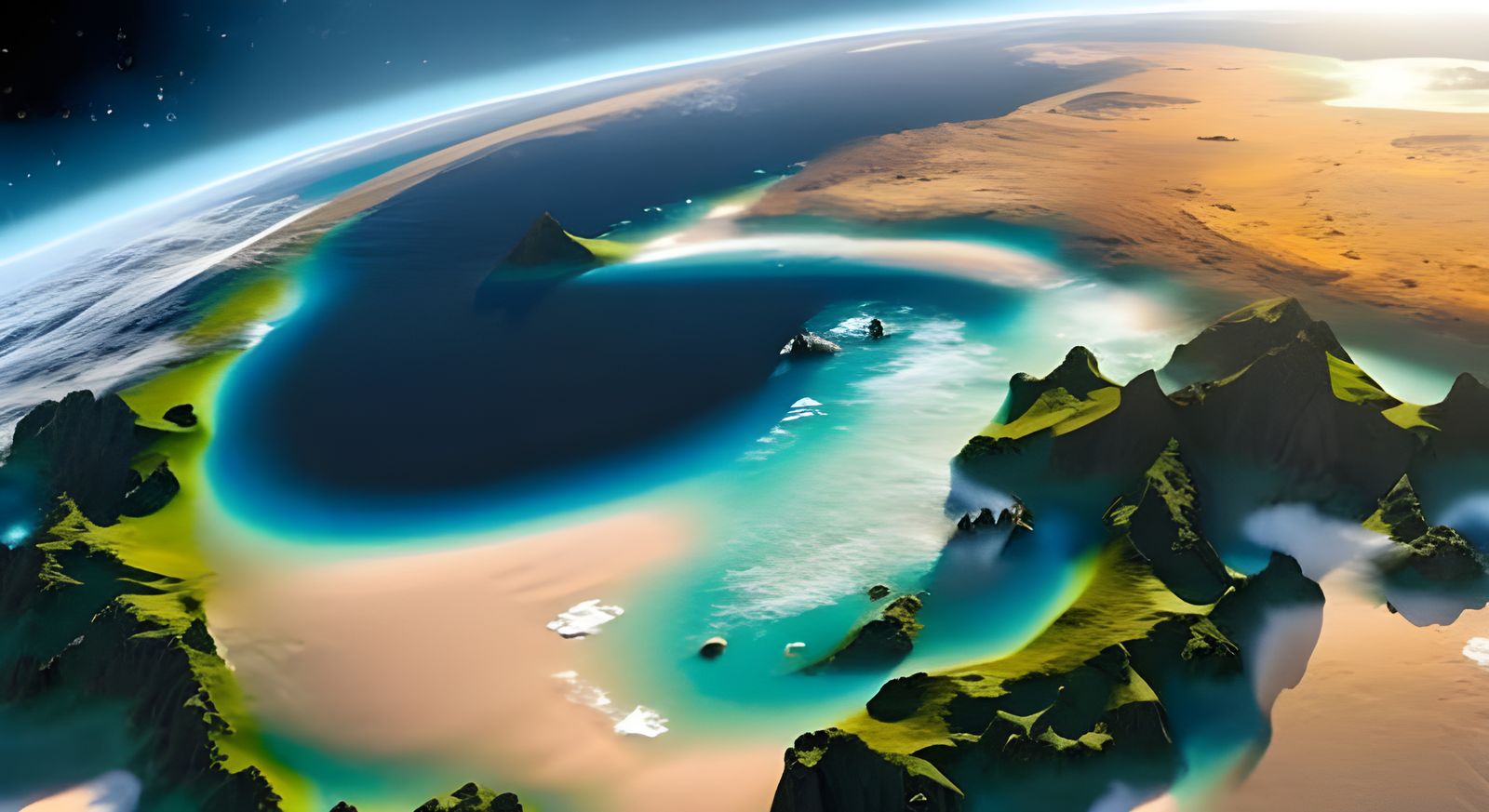 Ocean Planet View from Space with Many Islands