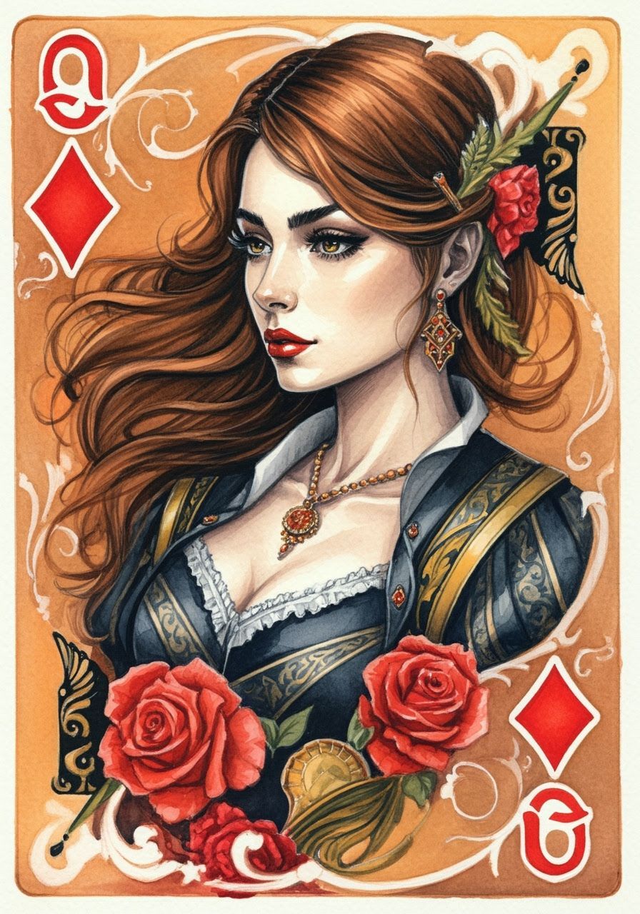 Sensual Victorian Diamond Queen in Watercolor