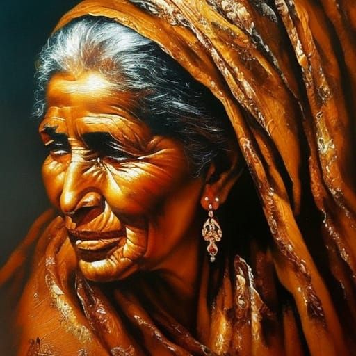 Berber Woman Portrait in Gouache Watercolor Style