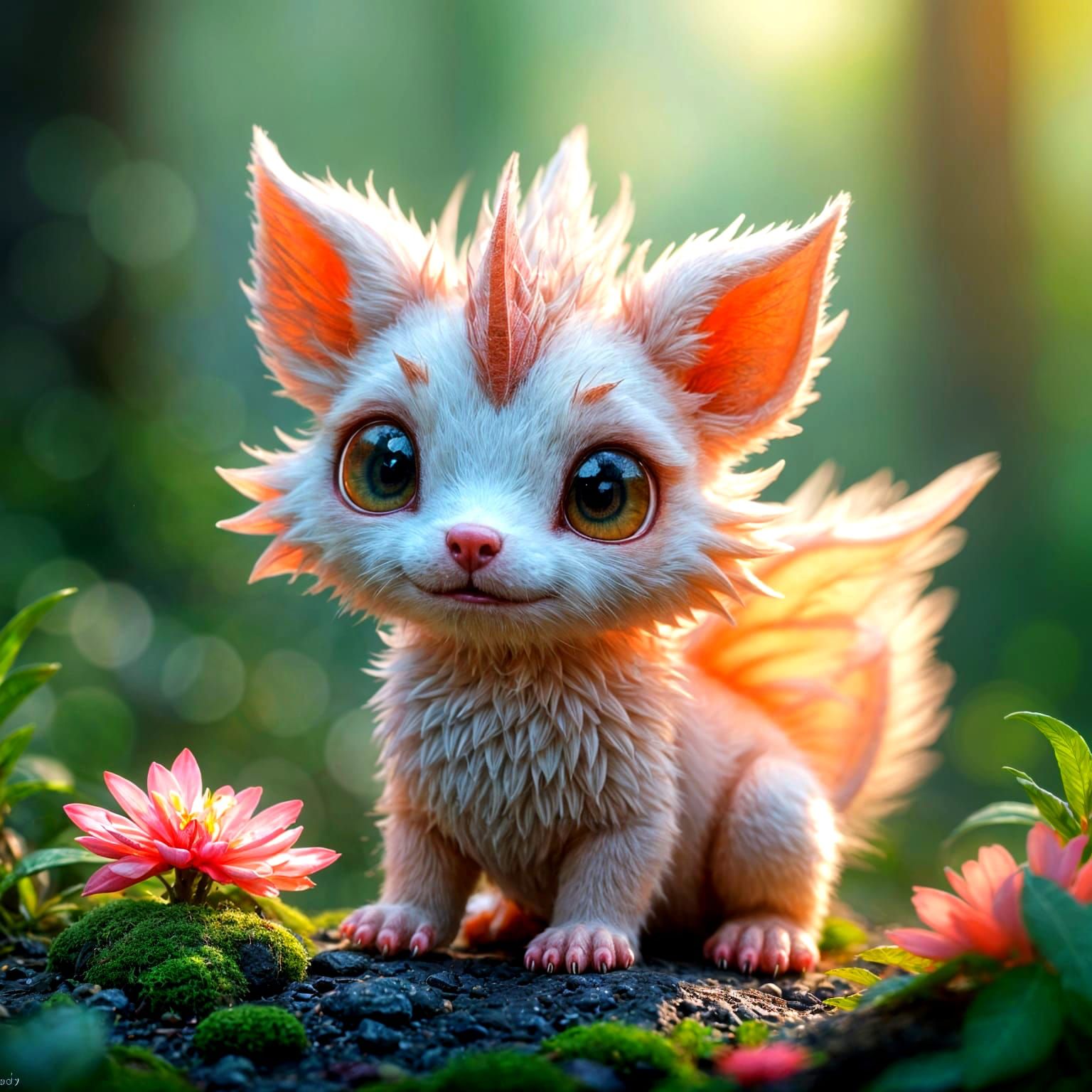 Chibi Wolf Dragon Scorpion Hybrid in Fantasycore Style