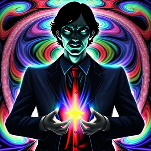 Psychedelic The man is negotiating with a supernatural entit...