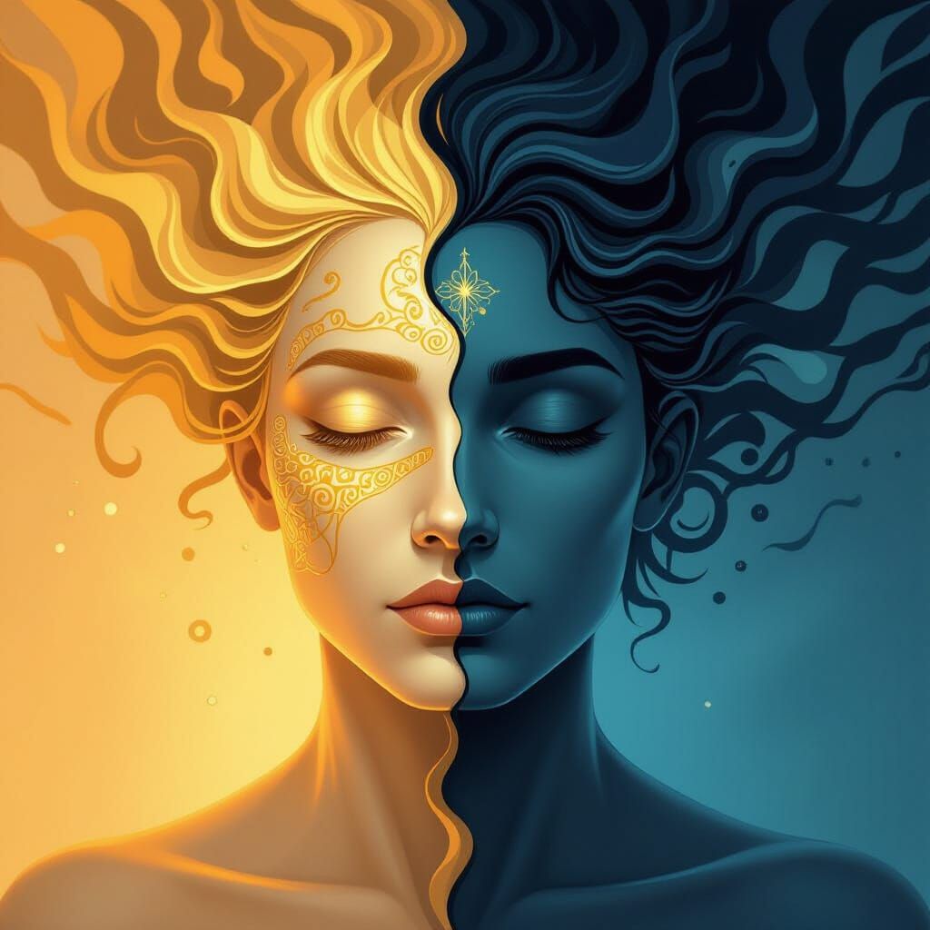 Balanced Portrait in Light and Shadow